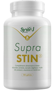 SupraSTIN de SynerJ-Health est un complément alimentaire conçu pour soutenir l'équilibre intestinal et favoriser la santé digestive. Sa formule spécifique renforce le rôle de filtre de l'intestin, lutte contre la porosité intestinale et assure une diffusion optimale des nutriments bénéfiques, tout en apportant un confort digestif. Avec une composition riche en ingrédients naturels, SupraSTIN aide à réduire les réactions inflammatoires et améliore la cicatrisation de la muqueuse intestinale. Ce produit est le fruit d'une recherche approfondie et d'un engagement envers la qualité et le bien-être, sans être testé sur les animaux et enregistré auprès de la DGCCRF. SupraSTIN est adapté à tous, à tout âge, et peut être combiné avec d'autres compléments de la gamme SynerJ-Health pour un effet renforcé et sans risque d'interférences.